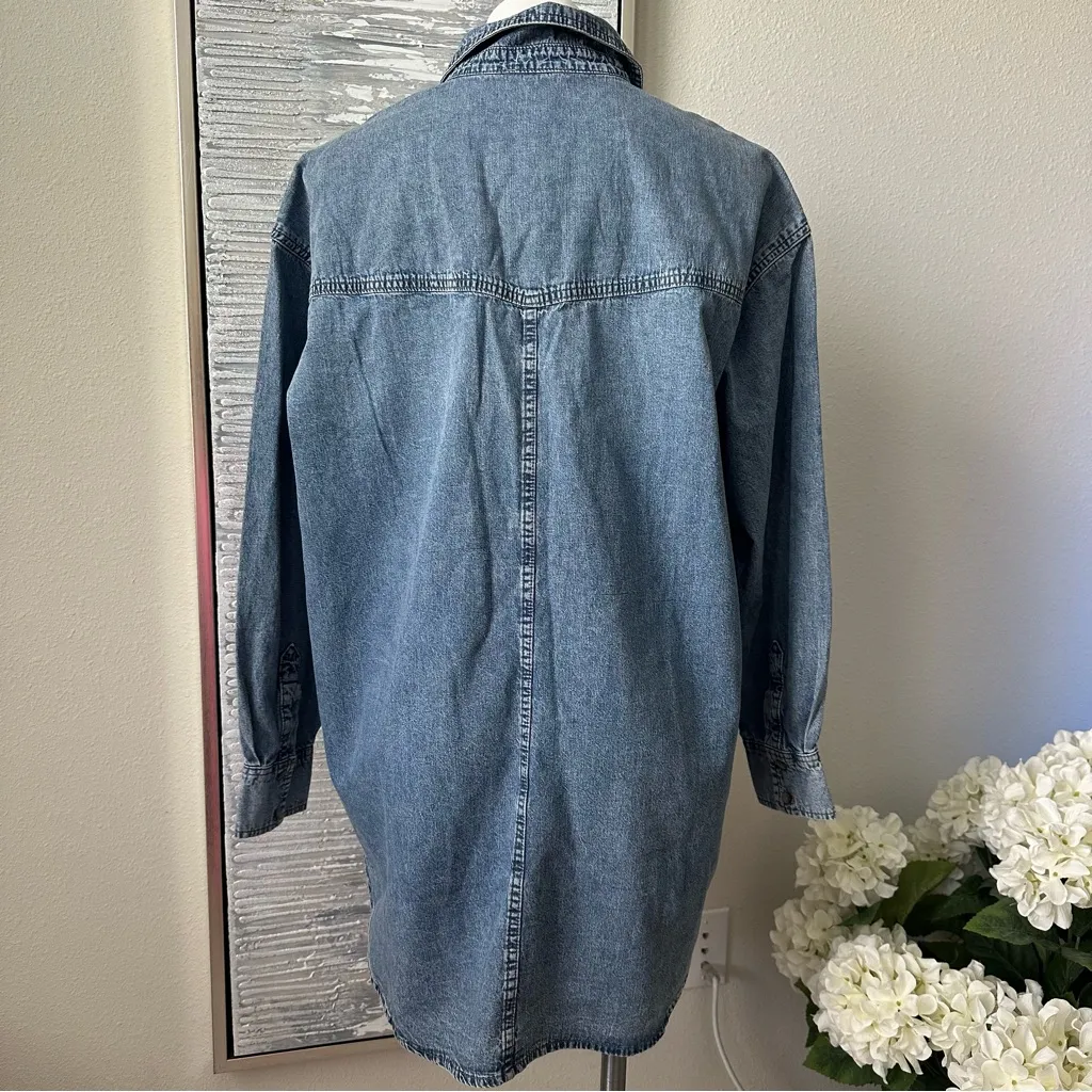 Jessica Simpson Blue Denim Button-Up Shirt Size L - Image 11