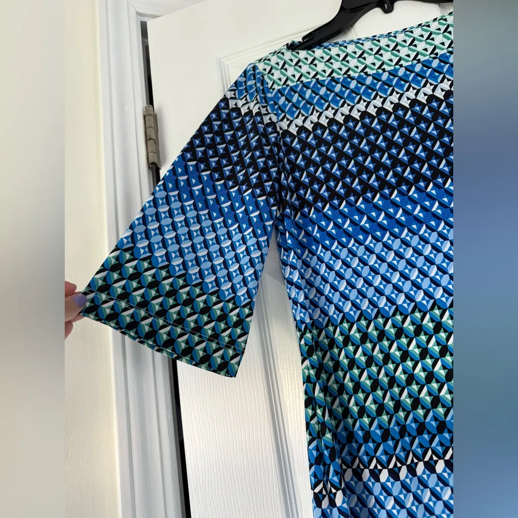 Blue Diamond Geometric Dress Size 8 Stretch Career Church Wedding - Image 2