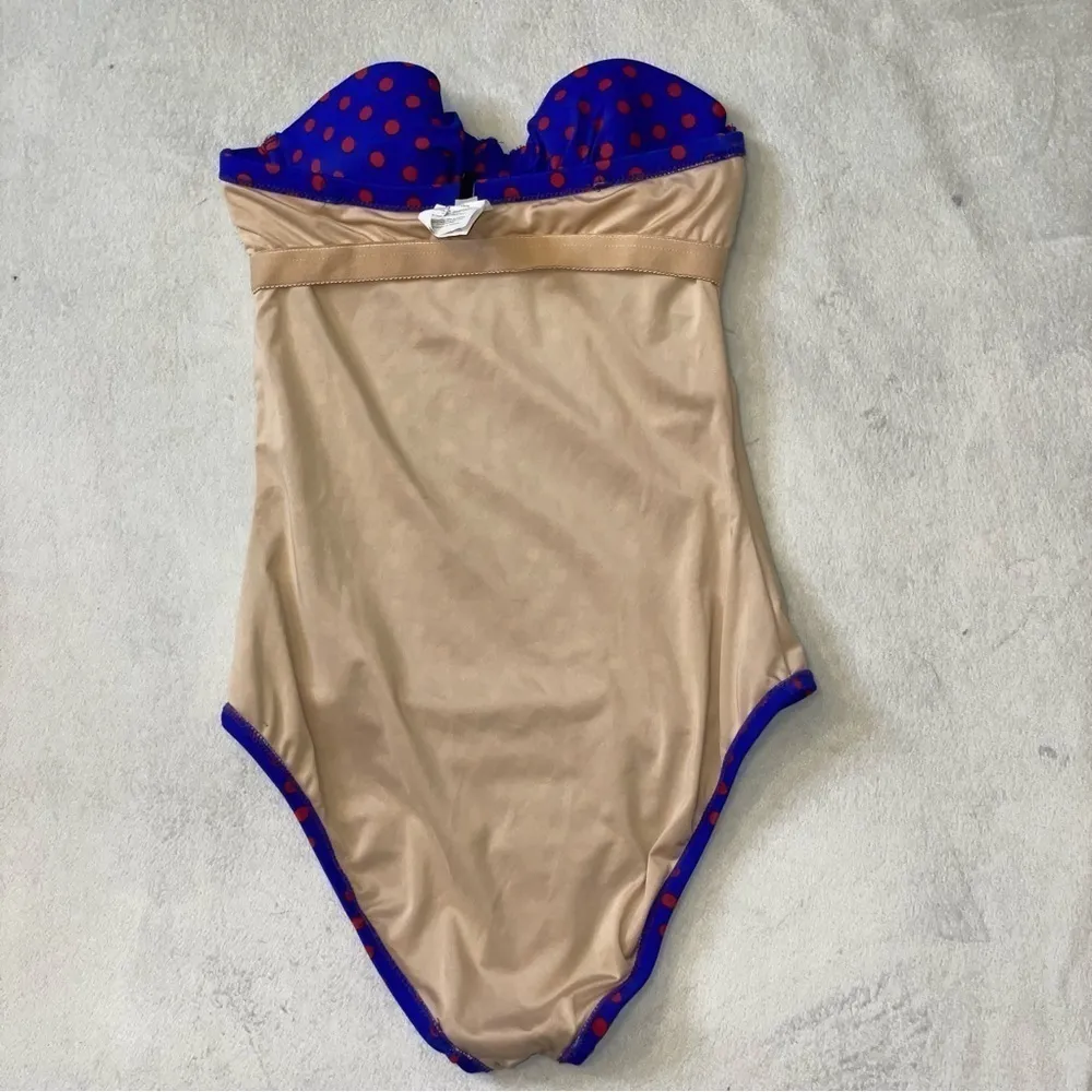 J.Crew Vintage Strapless Polka Dot Swimsuit – Blue & Red (Size 0 / XS) - Image 12