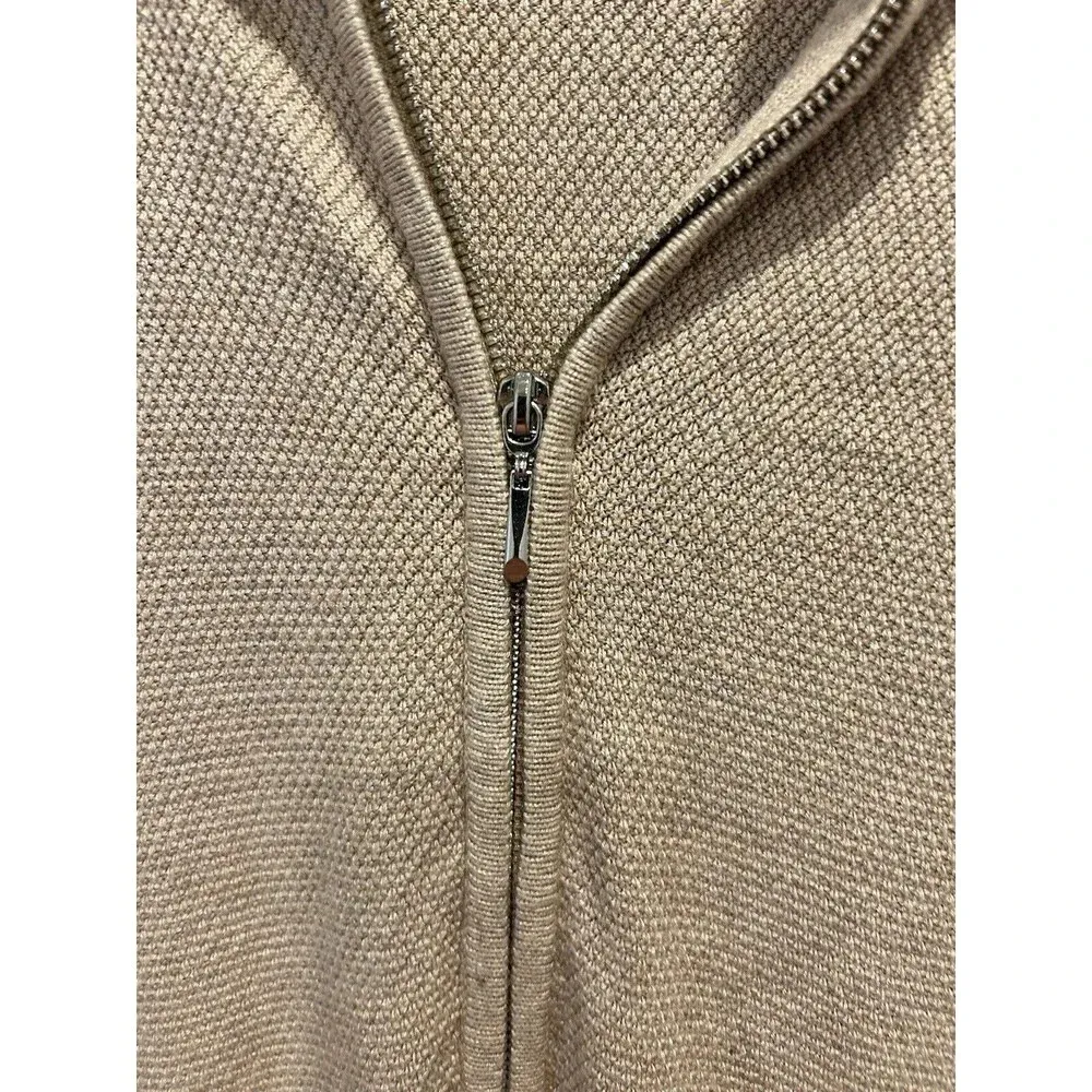 White‎ House Black Market Beige Tan Cowl Neck Zip-Up Sweater Poncho Size Medium - Image 4