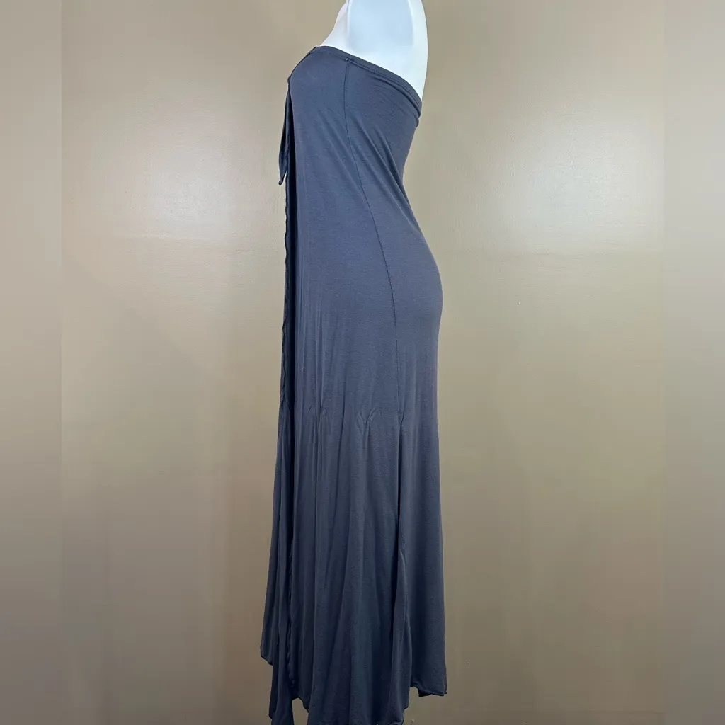 Casa Lee Gray Tie Detail Maxi Dress Beach Swim Bathing Suit Coverup Small - Image 5