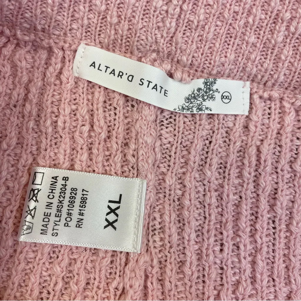 Altar’d State Lana High Rise Pink Cotton Pull On Sweater Shorts New XXL Cotton - Image 4