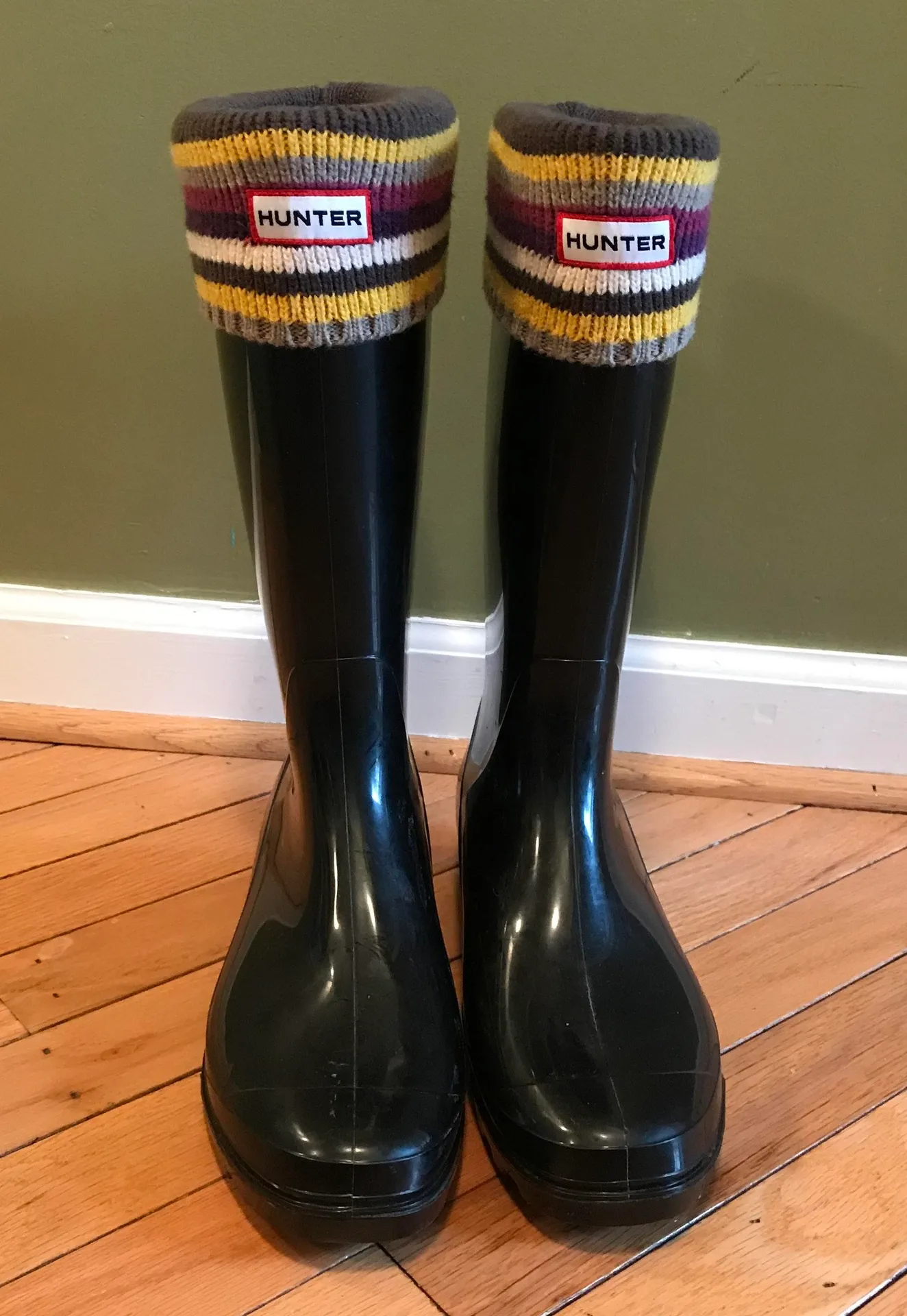 Hunter Socks Grey/Stripes Sz M - Image 2