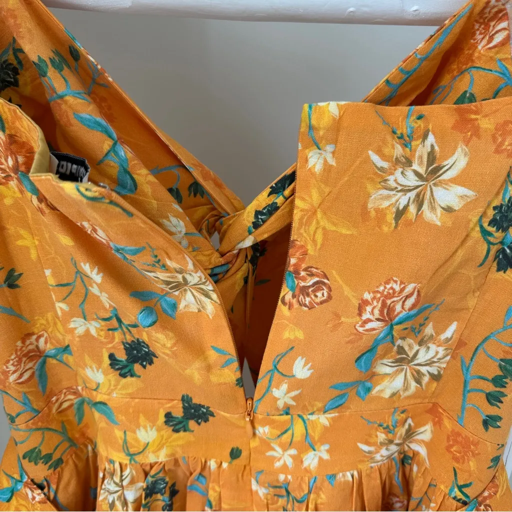 SOLID & STRIPED The Renata cutout orange floral-print linen-blend mini dress - Image 6