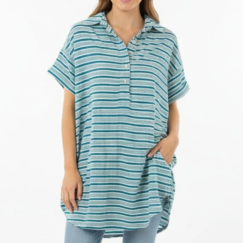 Faithful The Brand Blue Stripe Shirt Dress Tunic Size Small - Image 2