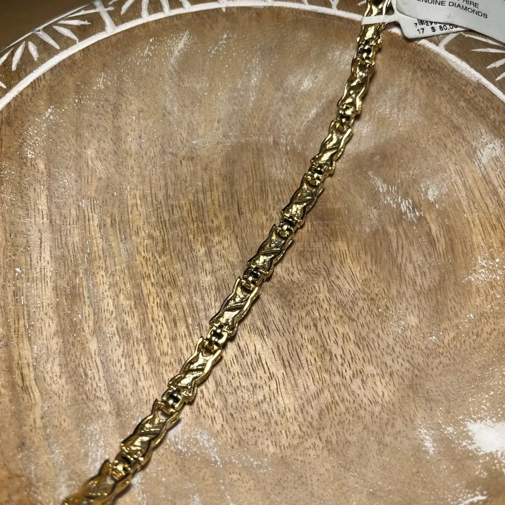 NWT Genuine Sapphire & Diamonds 24KT Gold Over  Bracelet - Image 6