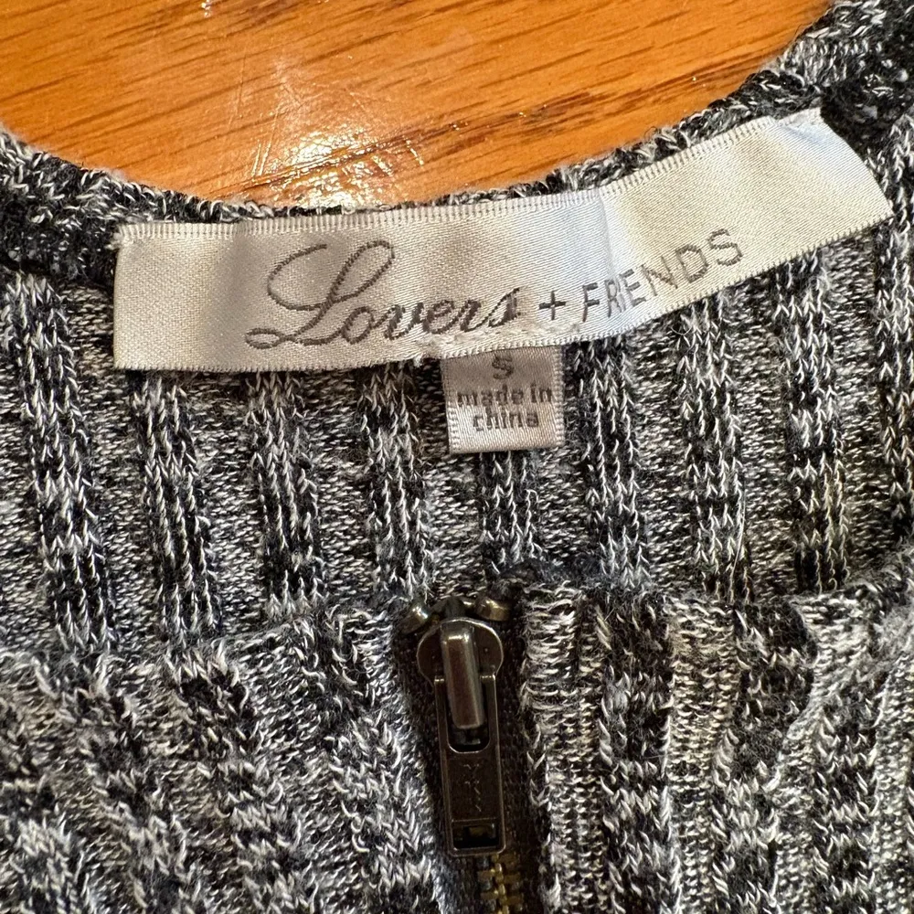 Lovers + Friends Grey Ribbed Knit Zip Up Crop Top - Image 3