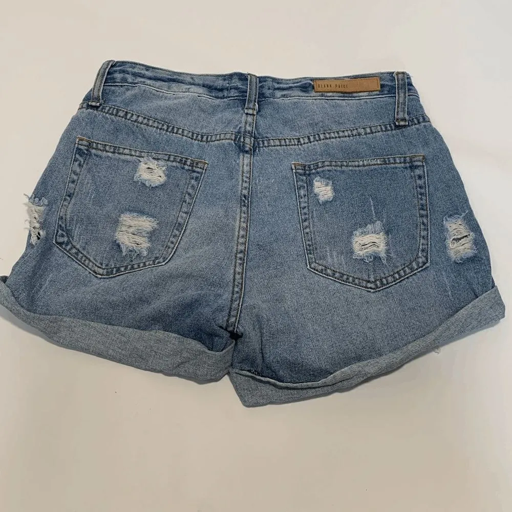 Blank Paige Cuffed Heavy Distressed Denim Short Size S - Image 3