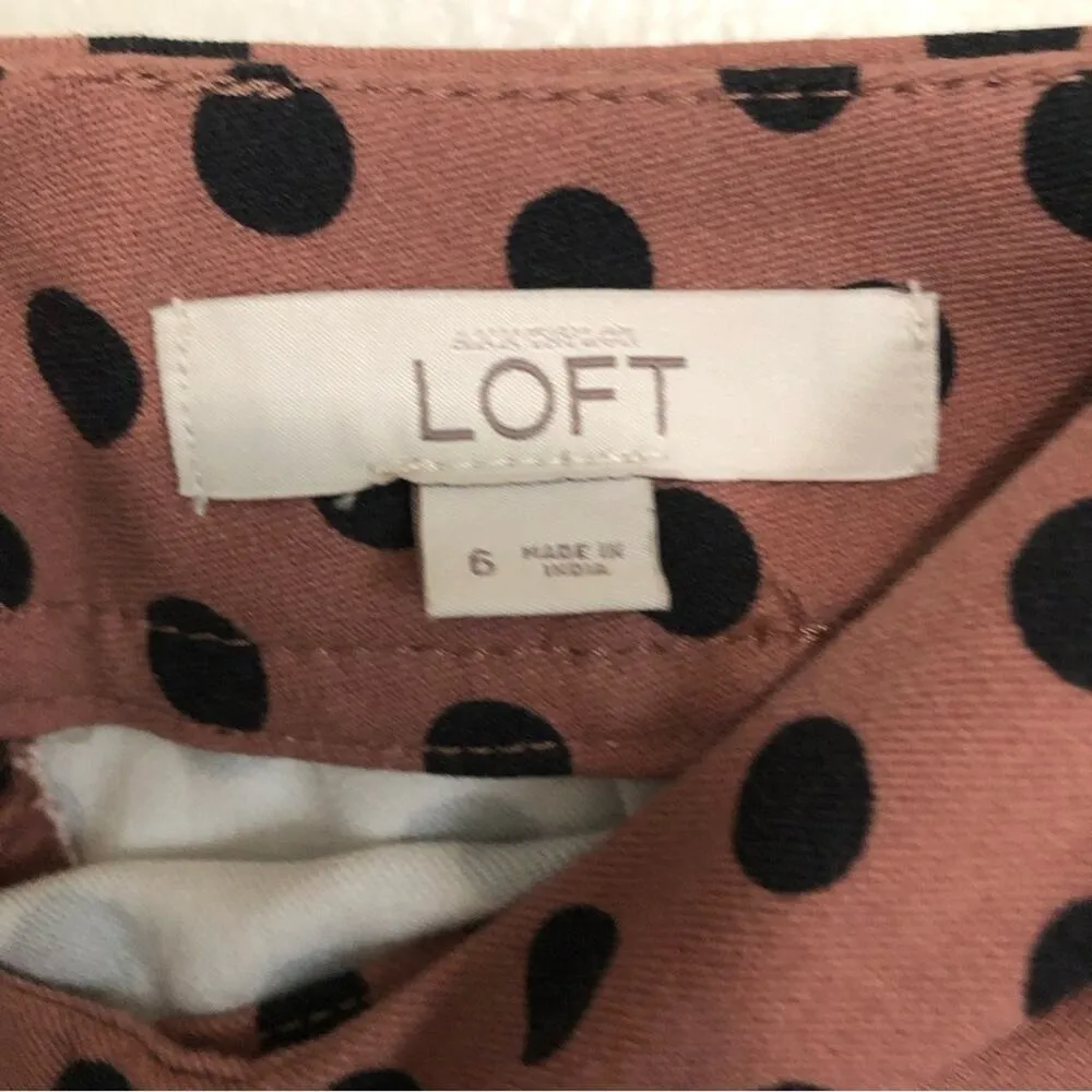 Ann Taylor Loft Mauve and Black Polka Dot Knee Length Pencil Skirt - Image 5