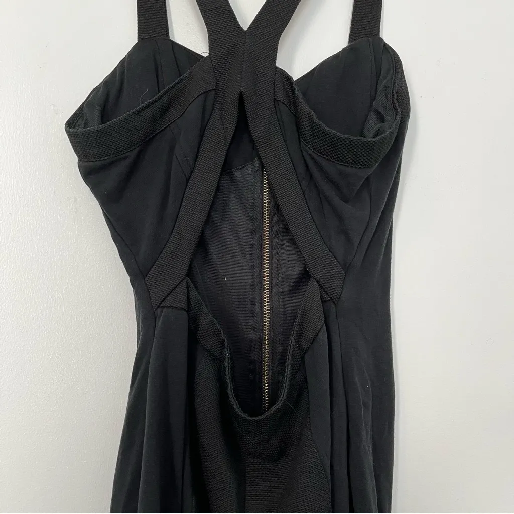 Akira little black dress strappy gold zipper front club mini sexy size medium - Image 7