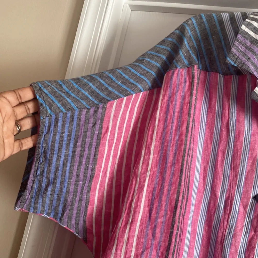 Flax Linen 2PC Stripe Blouse Set - Image 7