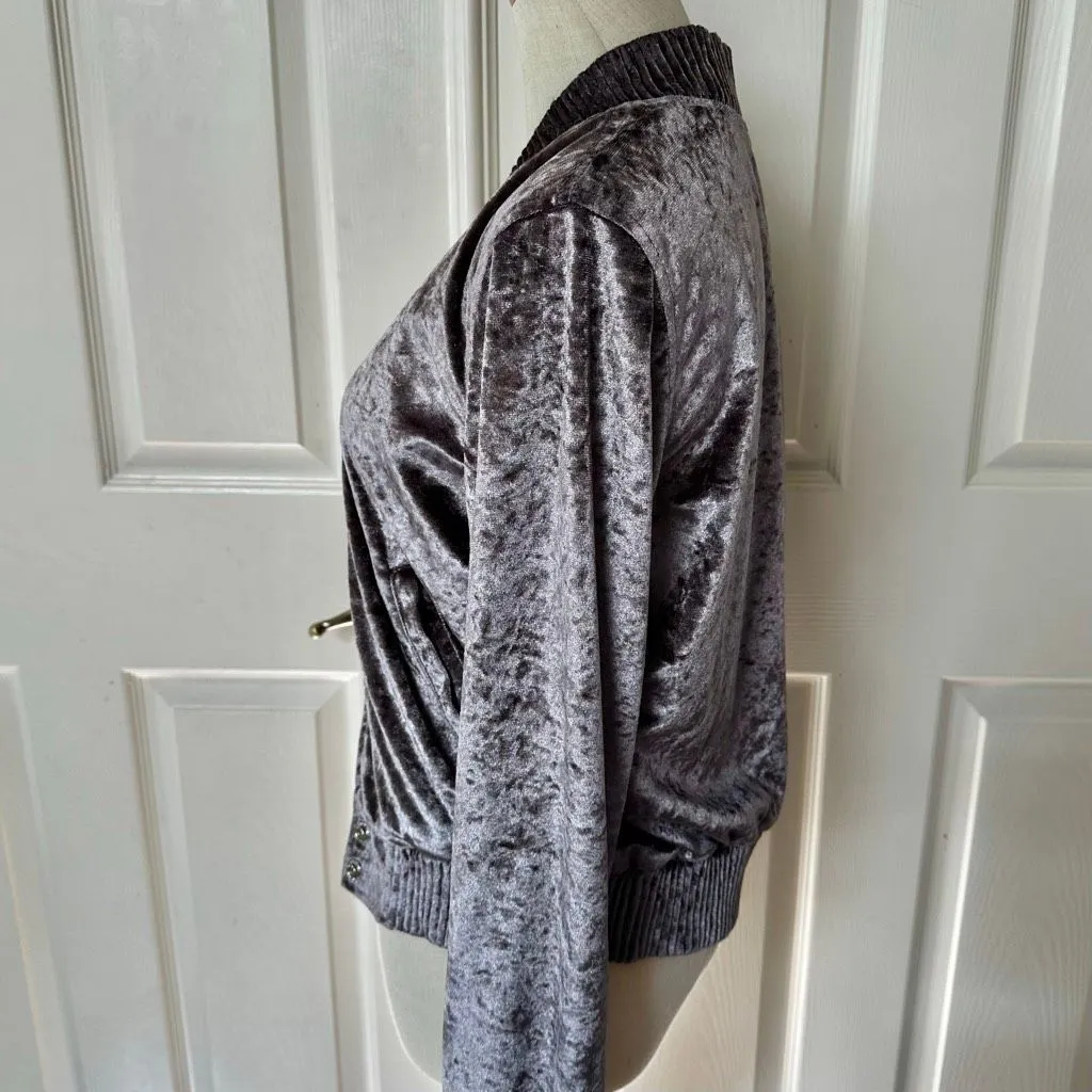 ThePerfext “Ashley” Crushed Velvet Bomber Jacket - Image 8