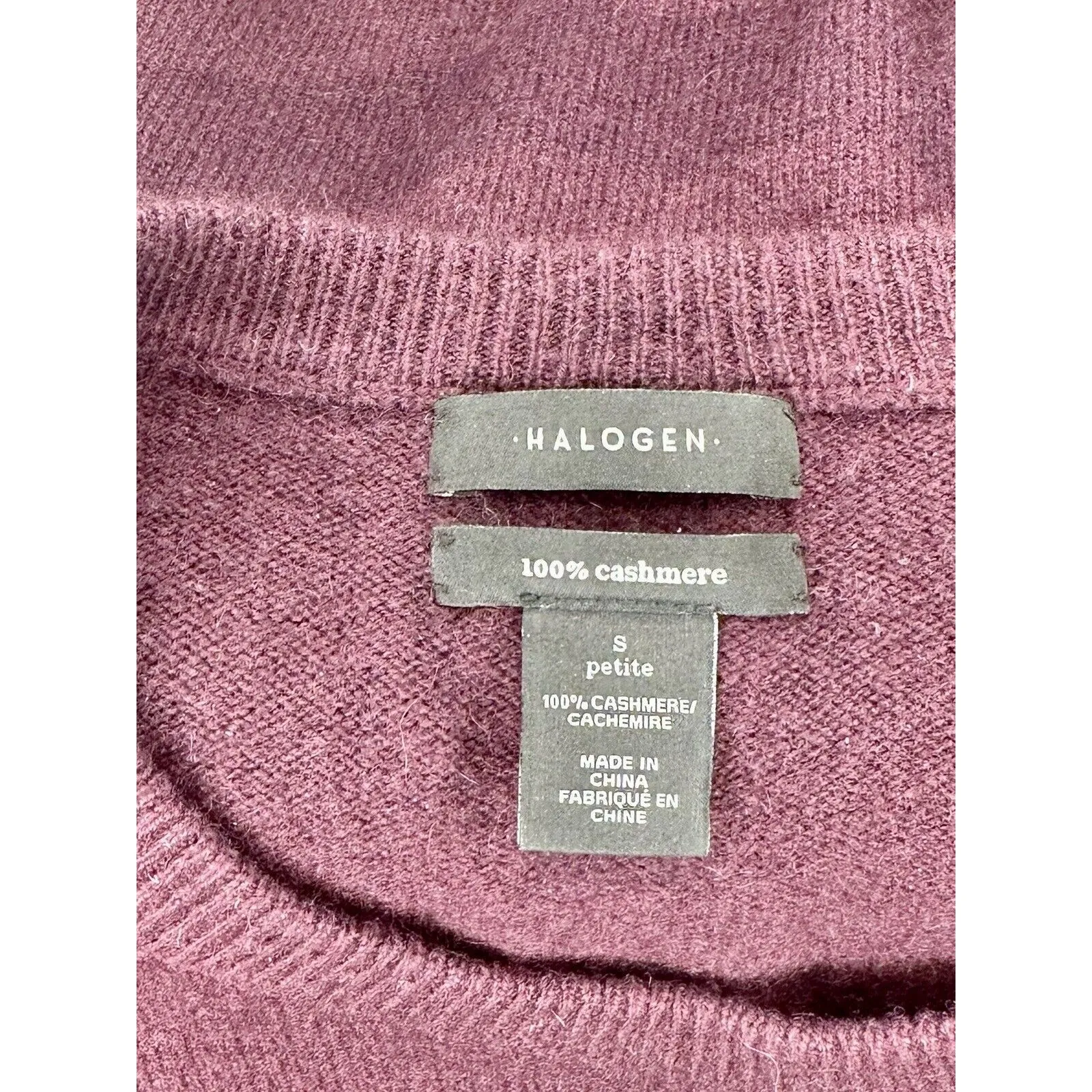 Halogen 100% Cashmere Maroon Burgundy Crewneck Sweater Size S EUC!!! - Image 4