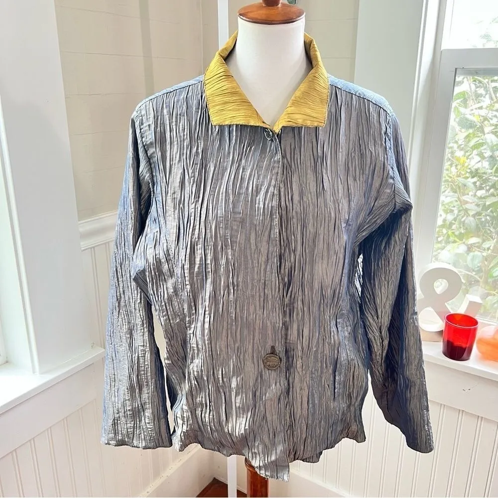 Reversible Jacket Crushed Silk ? Vintage Magic L/XL Green Size L - Image 3