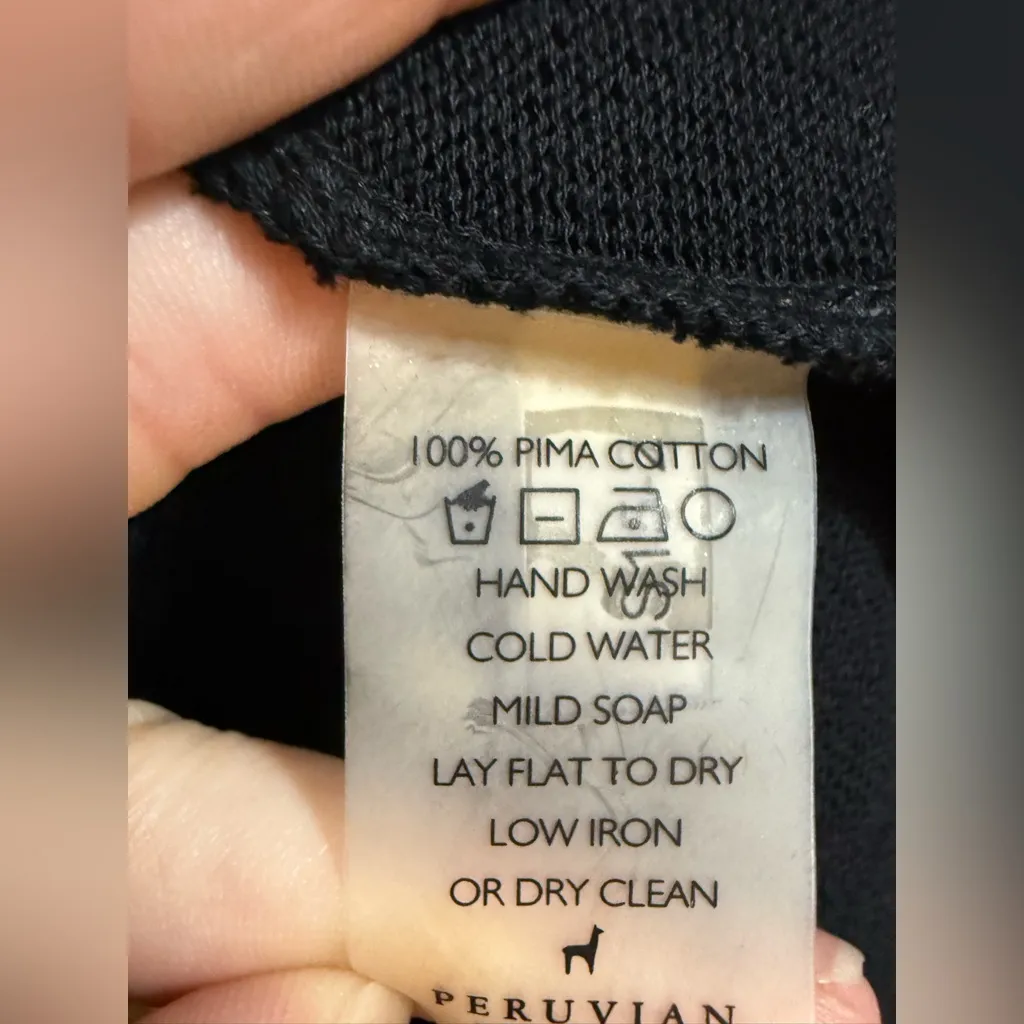 Peruvian Connection Black Sheer Boxy Top Shark-bite Hemline Lightweight Sz M - Image 8