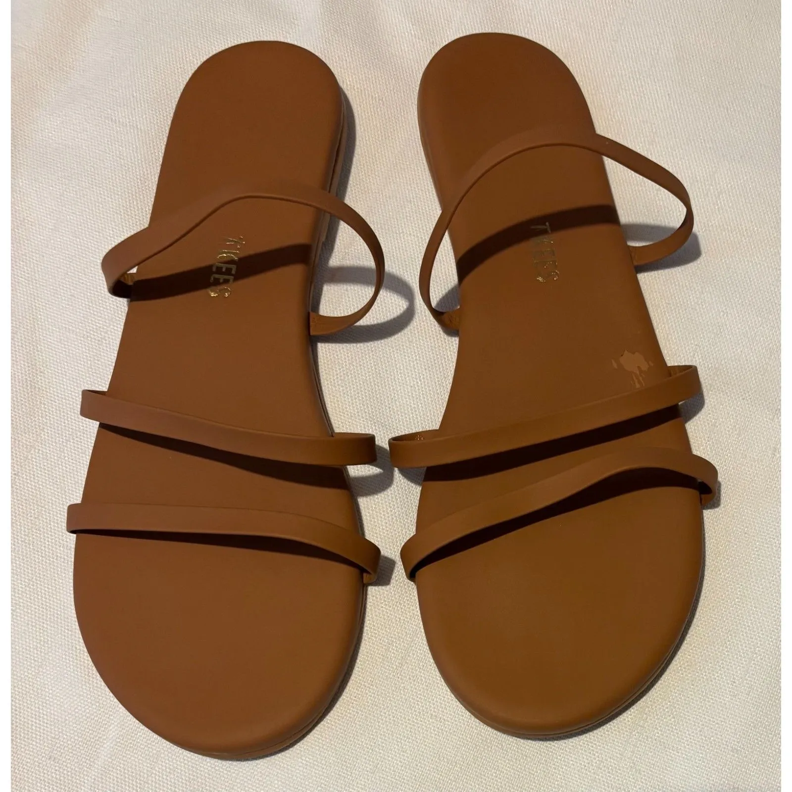 Tkees Womens Emma Leather Strappy Slide Sandals Tan Sz. 8 Arch Support - Image 2