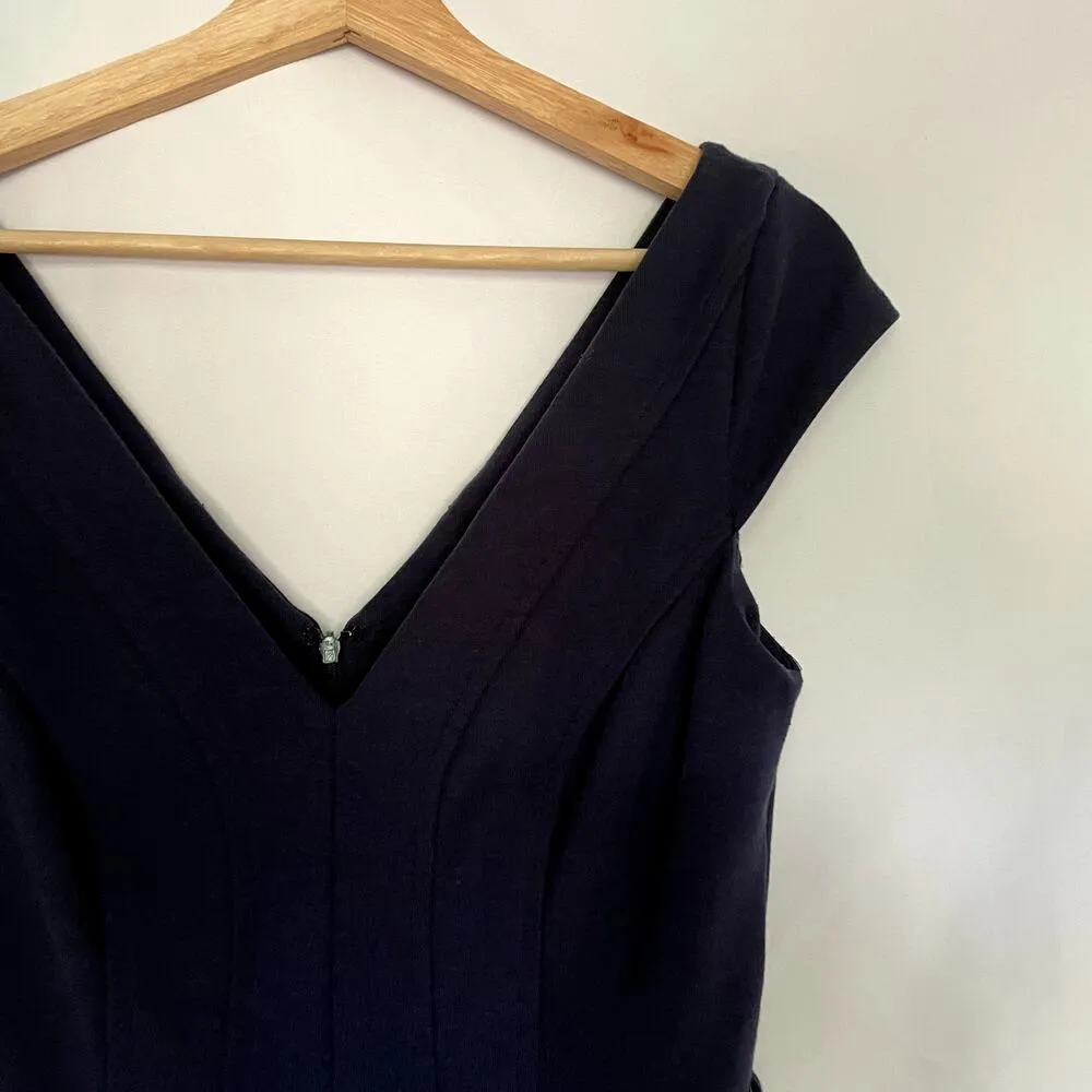 ASOS women's navy blue dress size 8 low back v-neckline cap sleeves minidress - Image 2