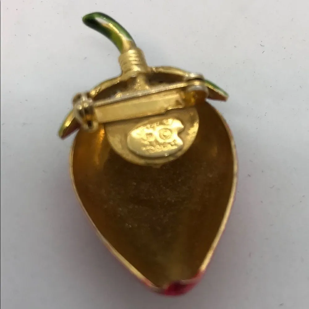 Vintage 1970s Originals by Robert Red Enamel Strawberry Brooch - Image 2