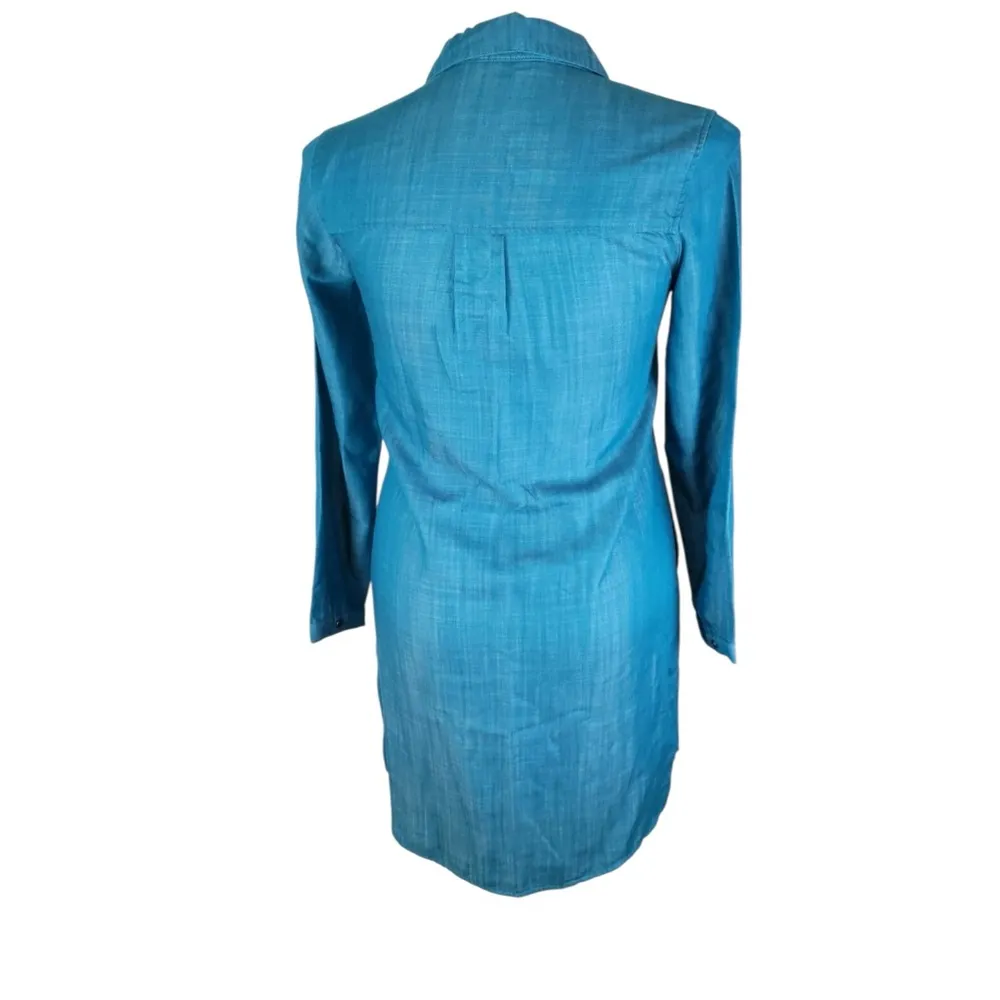 Soft Surroundings Shirt Dress
Size M Turquoise Blue
Chambray Lagenlook Tunic - Image 3