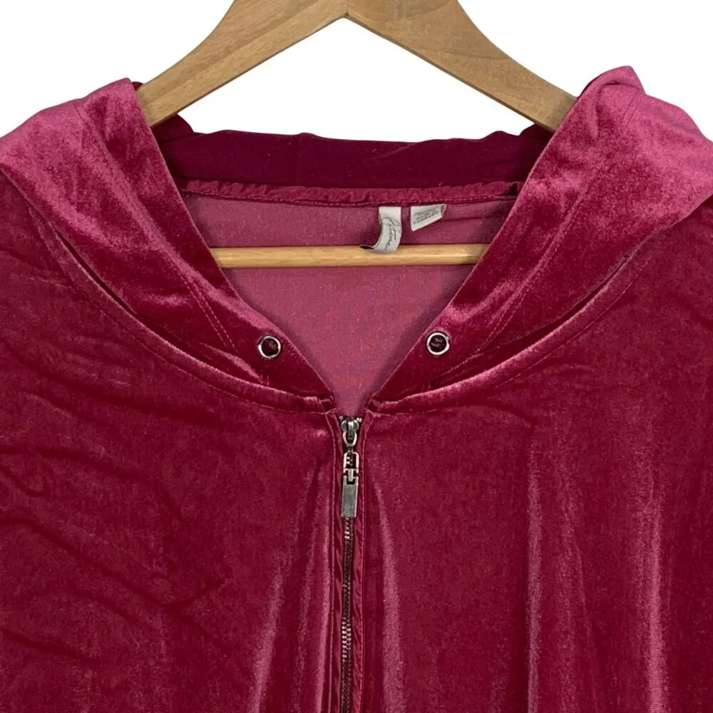 Womens Velour Y2K Plus Size 26/28W Burgundy Zip - Image 2