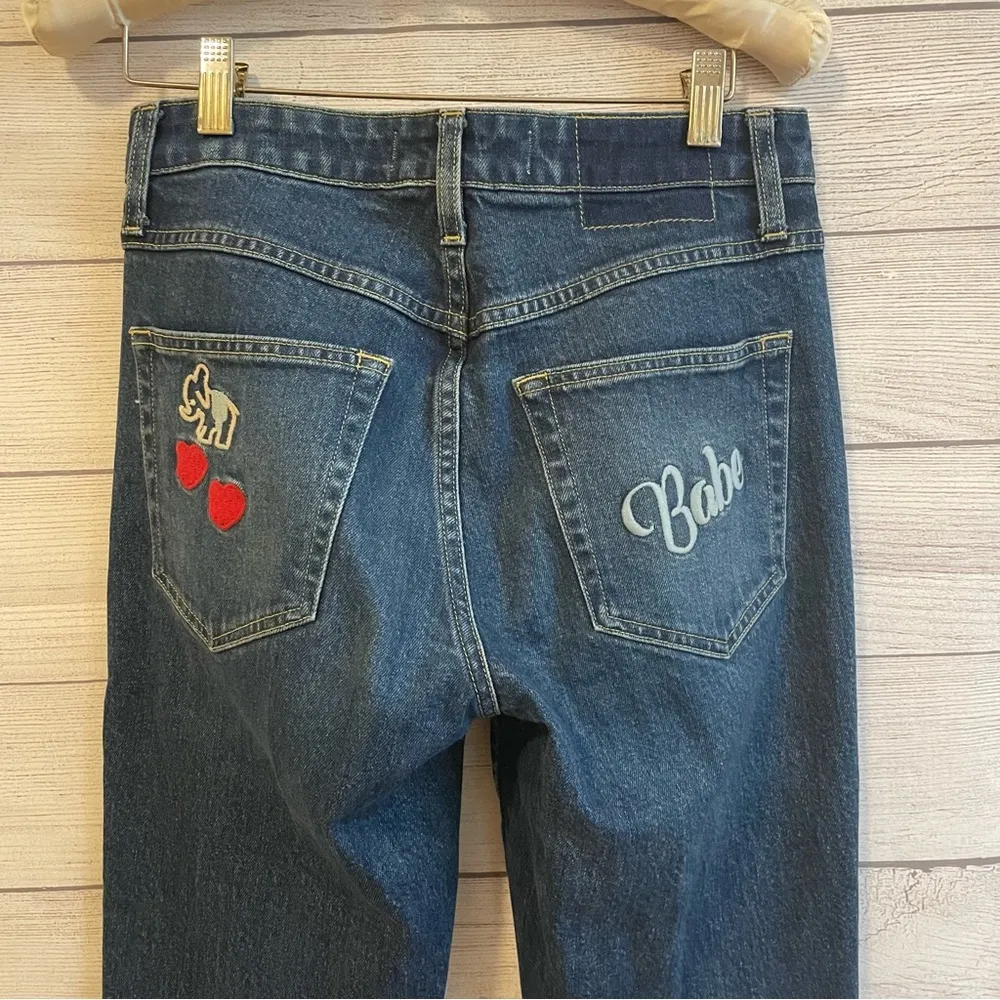 AMO Babe Denim Embroidery Jeans Blue Size 26 - Image 7