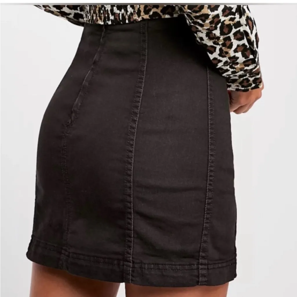 Free People Modern Femme Denim Mini Skirt in black - Image 2