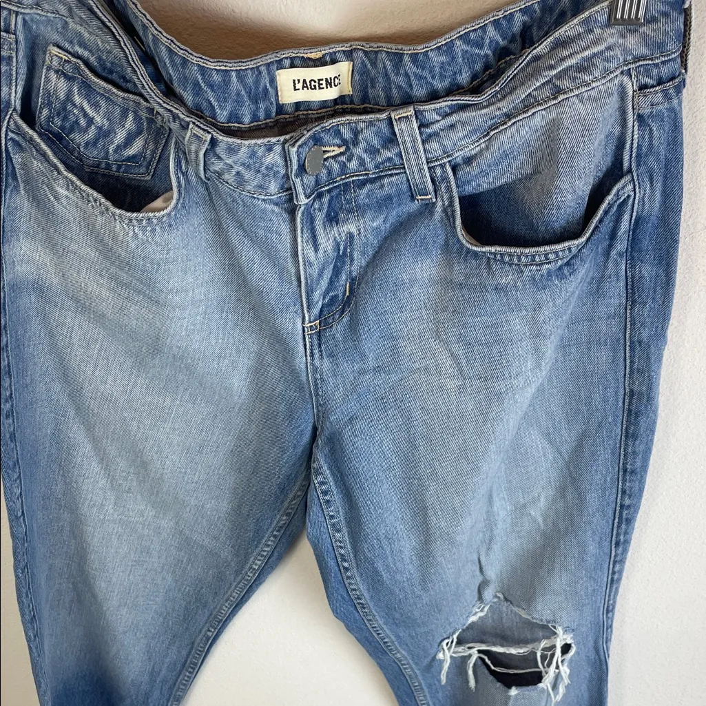 Retail $285 L'AGENCE Faded Blue Boyfriend Jeans - Image 4