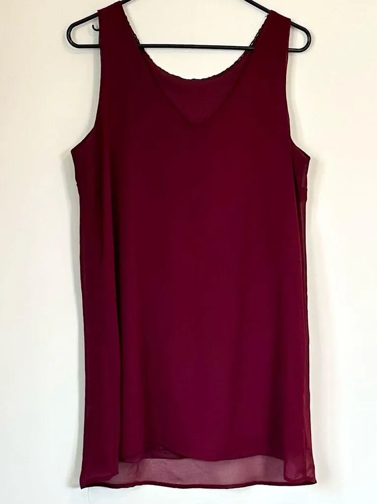 Forever 21 Wine Sleeveless Top with Black Lace Accent - Size: Large - Image 6