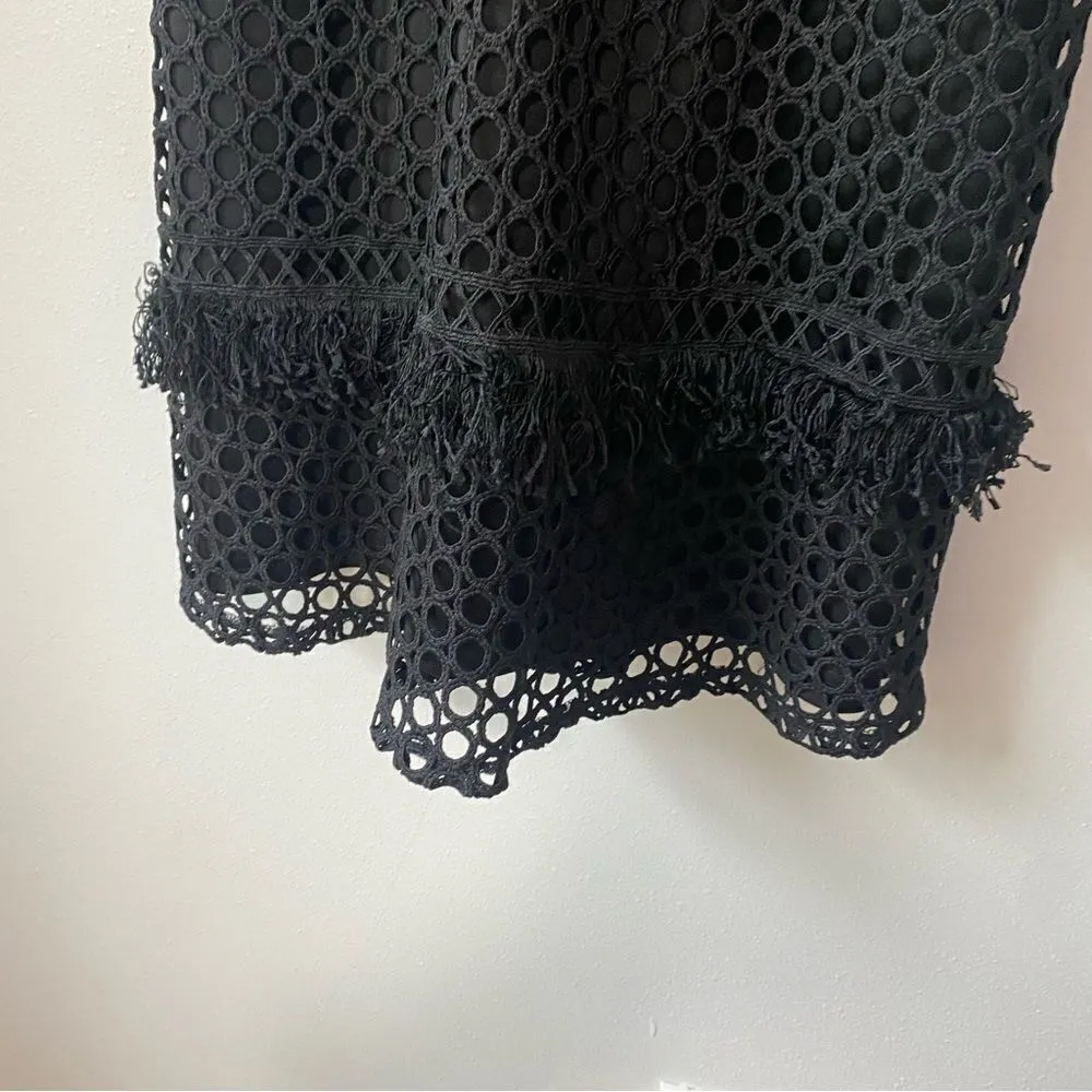 Shilla Black Lace Fringe Mini Dress - Image 4