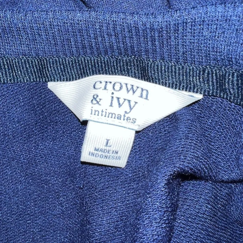 Crown & Ivy Intimates Womens Christmas Pajama Top Sz L Merry & Bright Blue Pink - Image 4