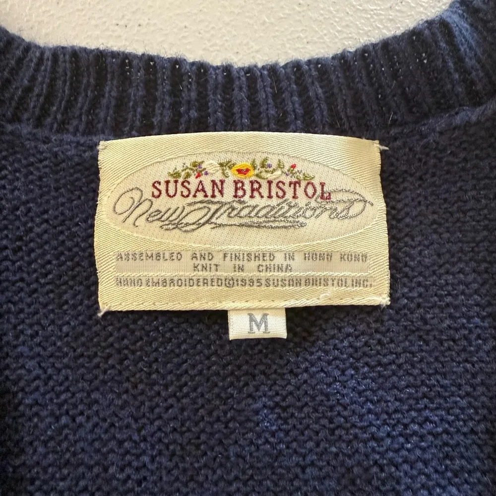 Vintage Susan Bristol Vest Women's Navy Nautical Sweater Rope Detail Knitted M - Image 5