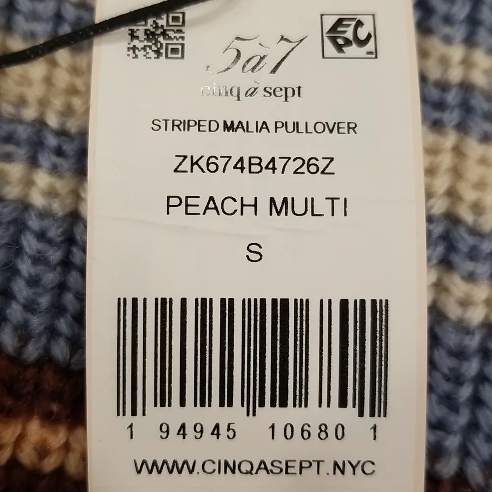 💕CINQ A SEPT💕 Malia Striped Drop-Shoulder Sweater ~ Multi-Color Small S NWT - Image 11