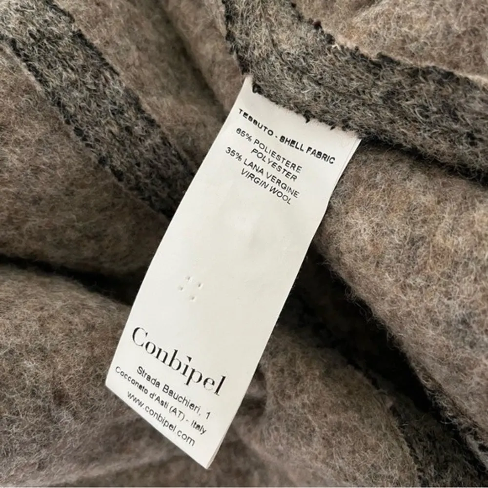 CONBIPEL Poly Wool Blend Sweater Jacket Heathered Taupe Double Breasted 44 M Size M - Image 9