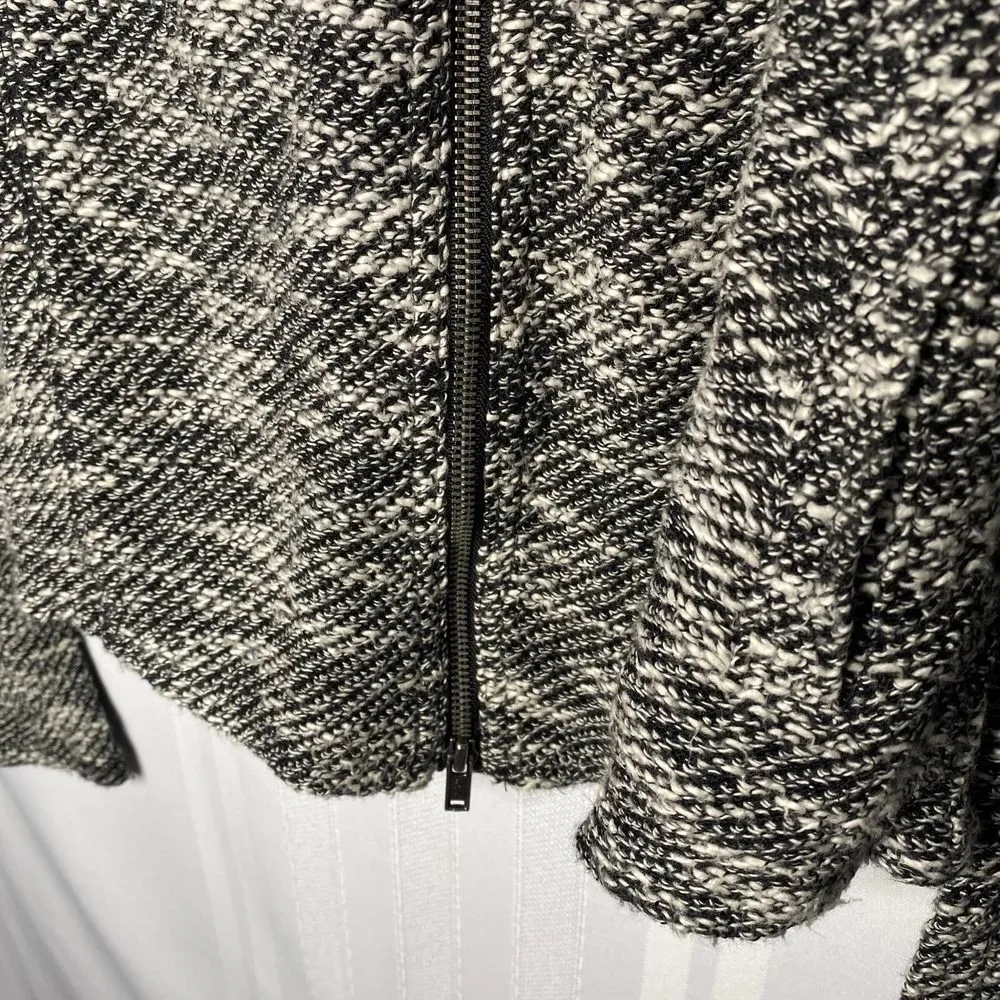 Anthropologie Saturday Sunday Tweed Marled Long Sleeve Moto Jacket Medium Zip Up - Image 5