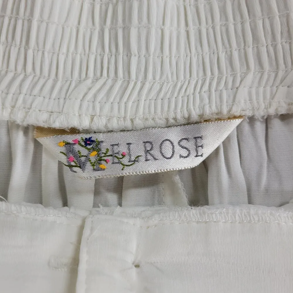 VTG Melrose Summer Maxi Skirt Womens S White Crinkle Crochet Buttons Lined - Image 2