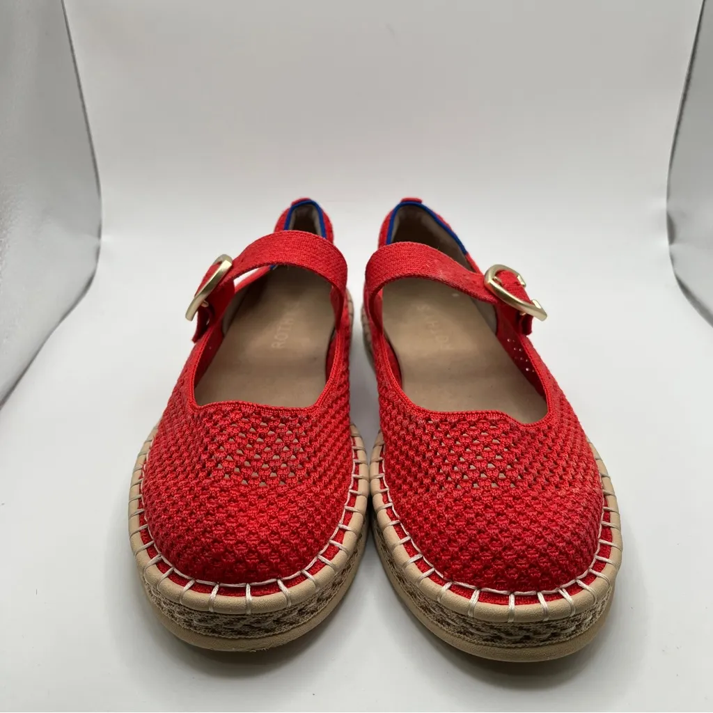EUC ROTHYS Rothy's The Espadrille Mary Jane In Red Hot size 7 flats - Image 4