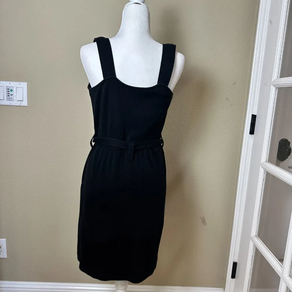 525 AMERICA Sweater Dress Size Medium Black Button Front Self Belt - Image 2