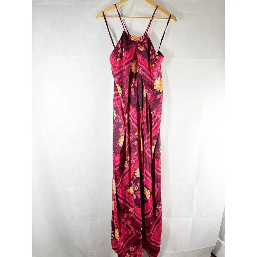 Free People Luca Floral Halter Neck Wide Leg Jumpsuit Size Small - Image 3