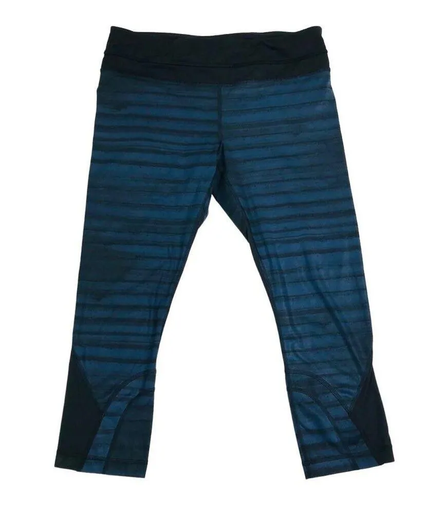 LULULEMON Run Crop II Full-On Luxtreme Mesh Legging 8 Navy/Black Sporty Athletic - Image 7