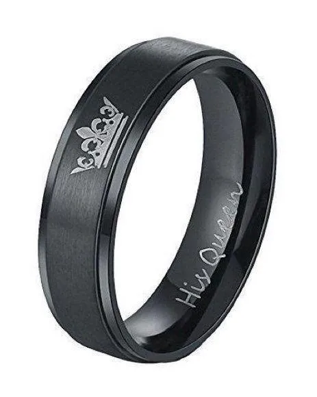 6mm black his queen crown ring - Image 2