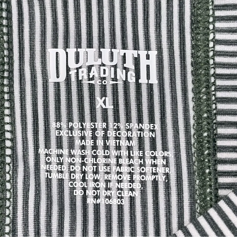 Duluth Trading Green & White Stripe Pier Genius UPF Short Sleeve Tee size XL - Image 5