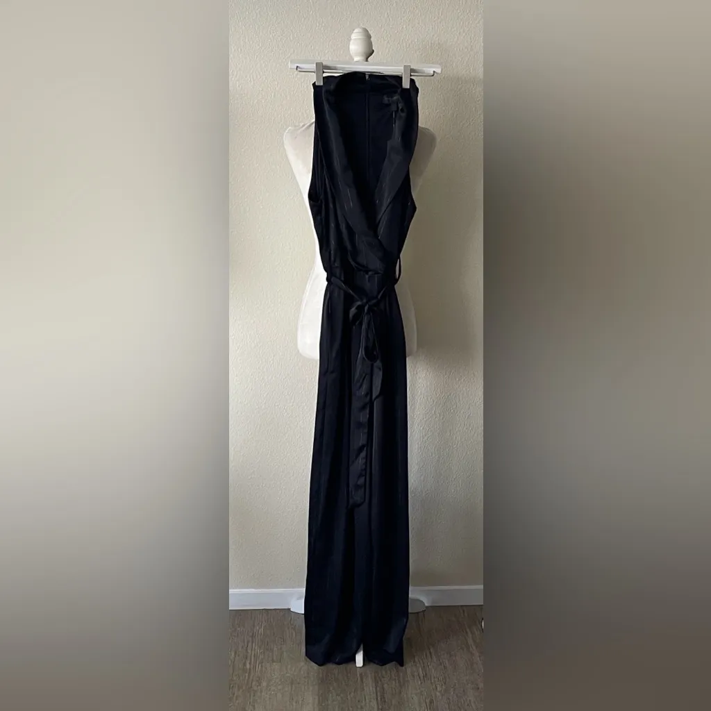 Donna Karan - V-neck Pinstripe Jumpsuit - Image 4