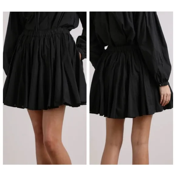 Xirena Cassidy Black Cotton Poplin Mini Skirt Pockets Medium EUC Lined USA Boho - Image 2