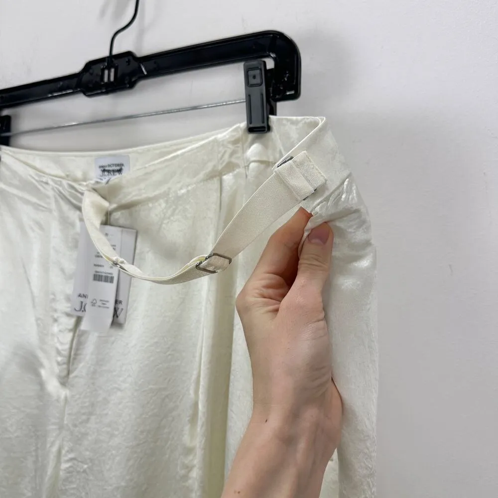 J.Crew Anna October Wide Leg Trouser Textured Satin Relaxed Ivory US 22 NWT - Image 9