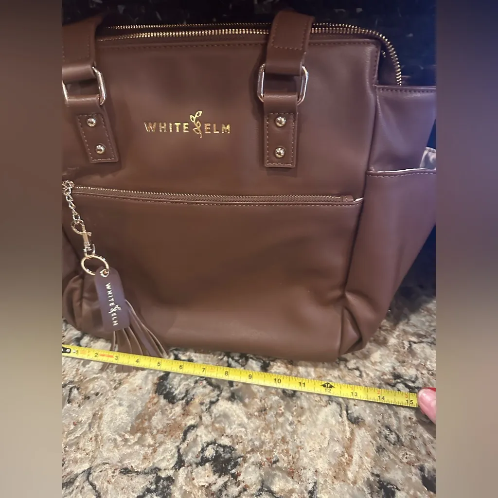 White Elm Gemini Mini Bag Purse Convertible Backpack Travel Caramel Vegan Brown - Image 10