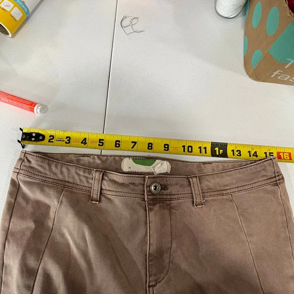 Anthropologie Tapered Utility Casual Pants Womens 28 Taupe Ankle Button Cotton - Image 8