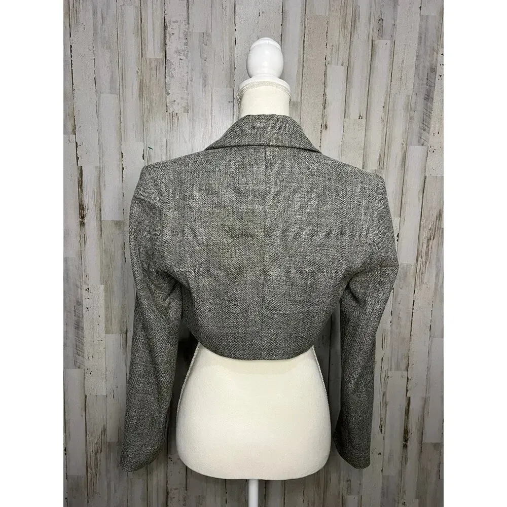 House of Harlow 1960 Women's XS Gray Cropped Tweed‎ Jacket - Image 3