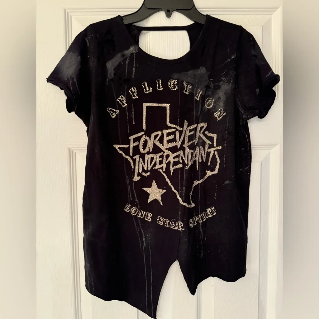 Affliction Texas Forever Independent Women’s Black T Shirt Size Small - Image 2