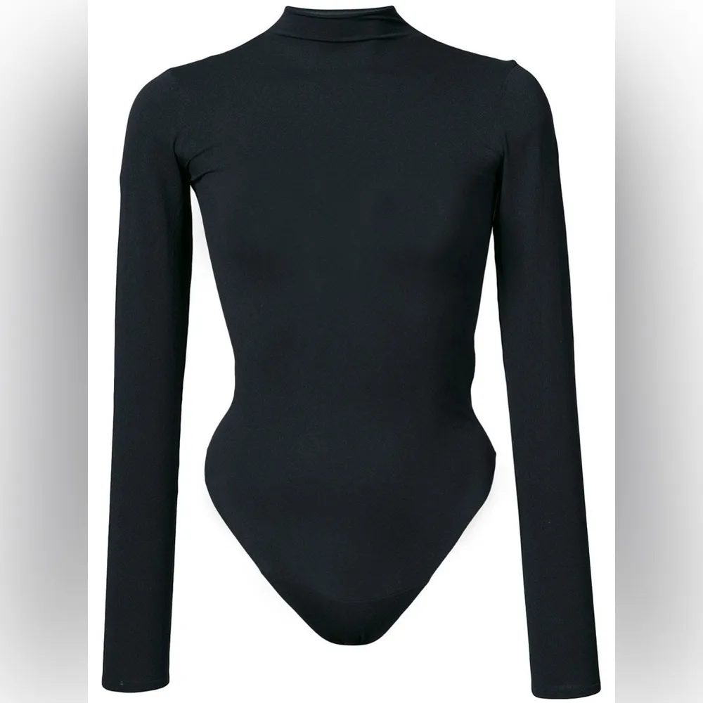 CHARLOTTE RUSSE RIBBED MOCK NECK LONG SLEEVE THONG BODYSUIT SIZE SMALL - Image 2