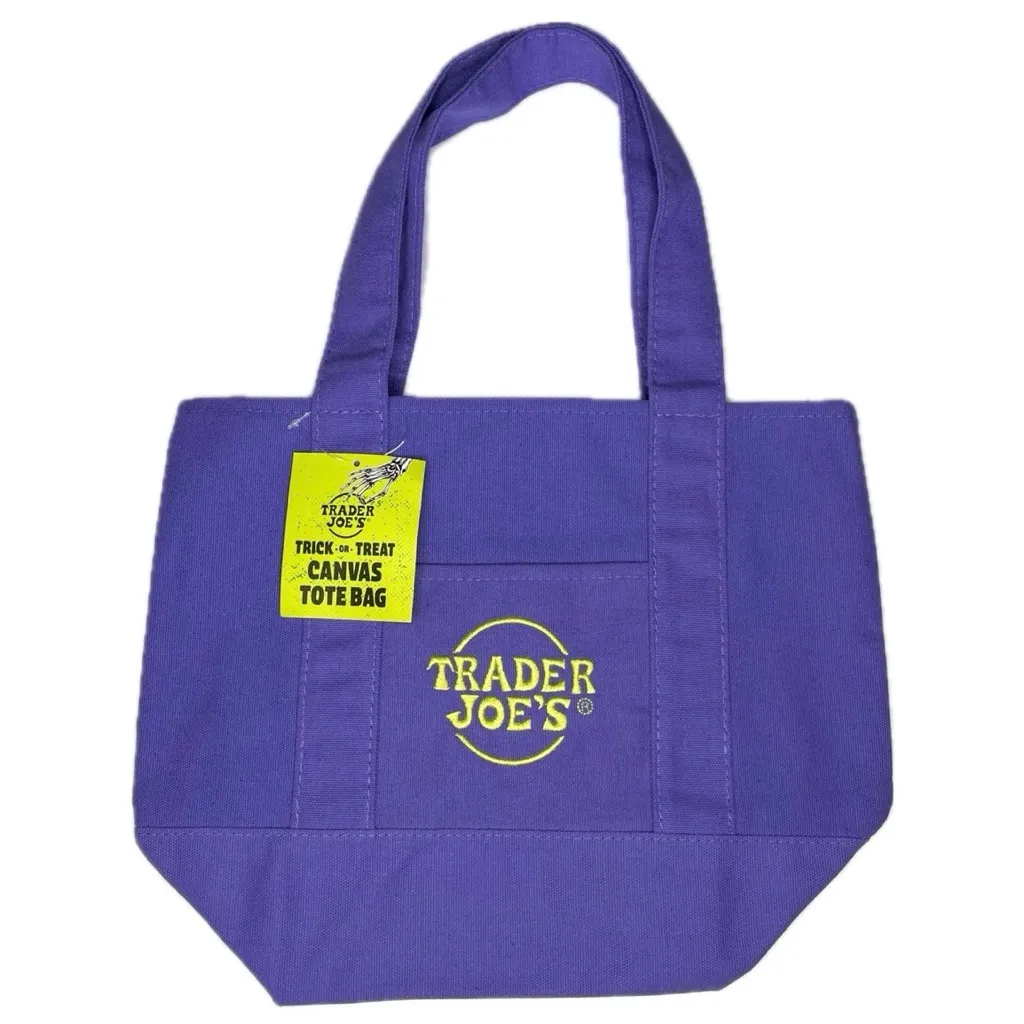 NWT Custom Made Limited Edition Trader Joe’s Mini Canvas Tote Bag Hello Kitty Purple - Image 4